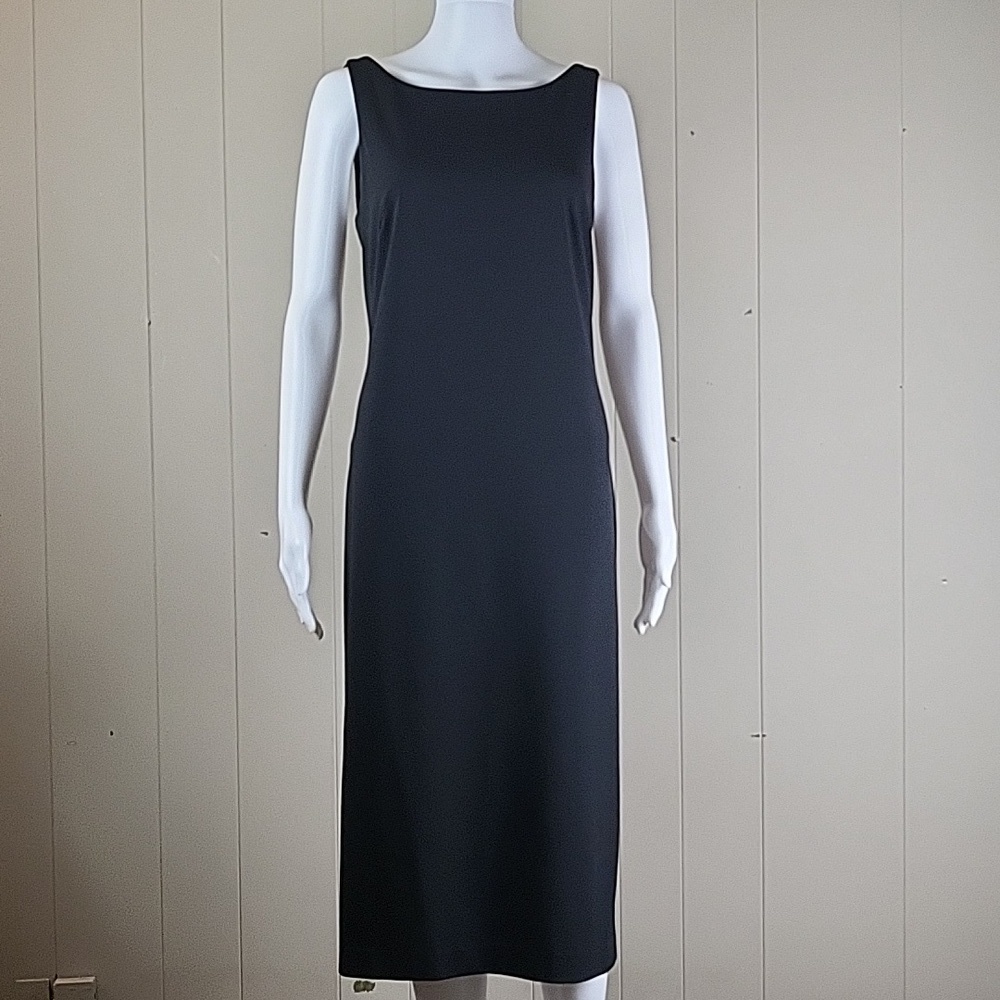 Vintage 90s Y2K Alex Evenings Black Mesh Overlay w Rhinestones Cocktail Dress - Picture 3 of 16